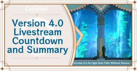 4.0 Livestream Date, Countdown, and Summary 